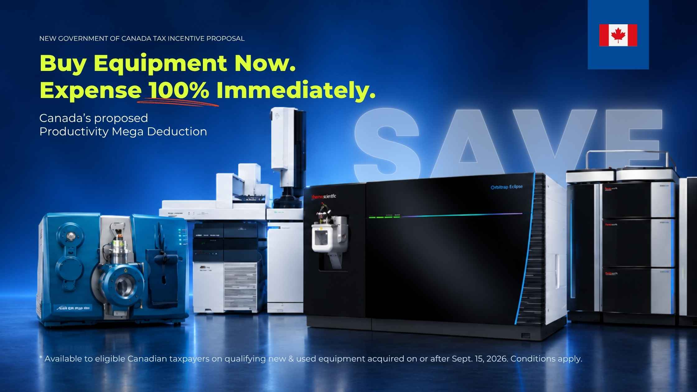 Buy equipment now and expense 100% immediately.